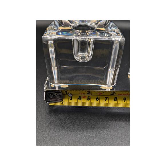 Vintage Kosta Boda Block Crystal Candle Holder Set of 2. Signed Warff - Picture 7 of 7